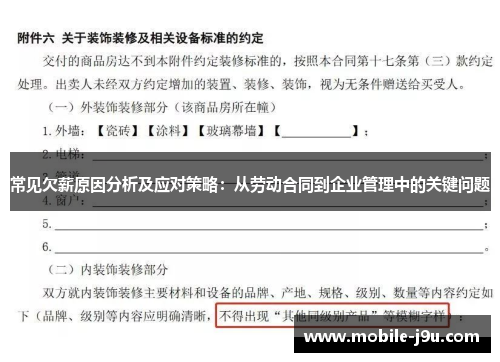 常见欠薪原因分析及应对策略：从劳动合同到企业管理中的关键问题